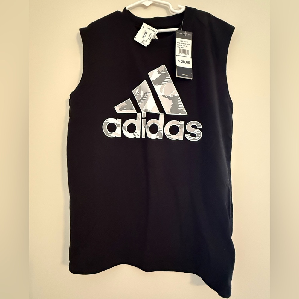 BNWT Kids Adidas Black Sleeveless Logo Tee
